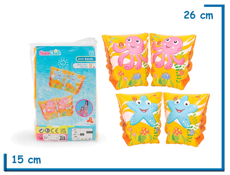 SUN CLUB ARM BANDS BRACITOS FONDO DEL MAR SURTIDO 23X15CM
